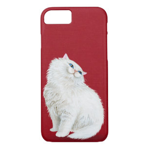 Perzische witte kat op rood 	iPhone 8/7 hoesje