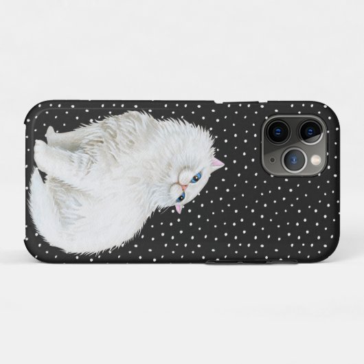 Perzische witte kat op zwart Case-Mate iPhone case (Achterkant (horizontaal))
