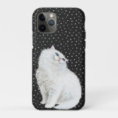 Perzische witte kat op zwart Case-Mate iPhone case (Achterkant)