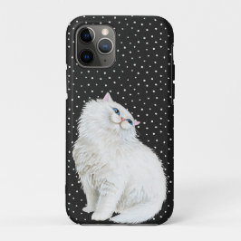 Perzische witte kat op zwart Case-Mate iPhone case