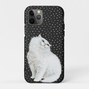 Perzische witte kat op zwart Case-Mate iPhone case