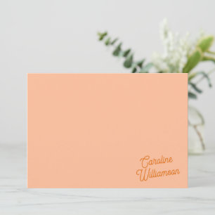 Perzonaliseerd briefpapier met perzik-oranje schri notitiekaartje