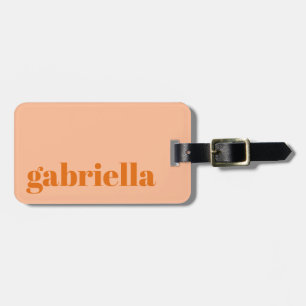 Perzonaliseerde naam in Peach Orange vet typografi Bagagelabel