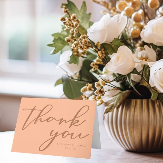 Perzonaliseerde Perzik Minimalistische Typografie  Bedankkaart