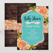 Perzons Baby shower Blauwgroen  van de Waterverf v Kaart (Voorkant / Achterkant)