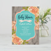 Perzons Baby shower Blauwgroen  van de Waterverf v Kaart (Staand voorkant)