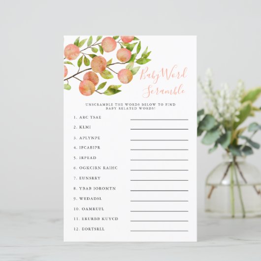 Perzons Baby shower Word Scramble Game (Staand voorkant)
