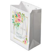 Perzroze roze rozen bridesmaid medium cadeauzakje (Voorkant Gekanteld)