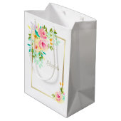 Perzroze roze rozen bridesmaid medium cadeauzakje (Achterkant Gekanteld)