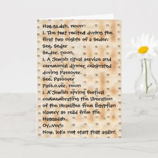 Pesach Grappig Definiëren Haggada Matze</s> Kaart (Kleine Plant)