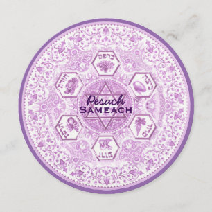 Pesach Lavender Seder Bord Card of Invitation Kaart