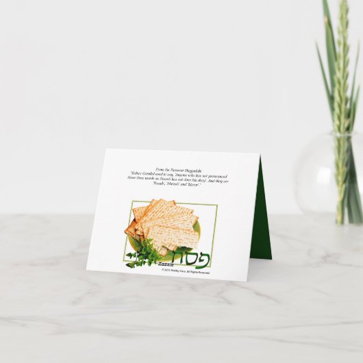 "Pesach, Matzah," de Kaart van de Pascha Maror (Achterkant)