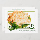 "Pesach, Matzah, Maror" Passover Seder Invitations Kaart (Voorkant / Achterkant)