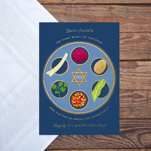 Pesach Seder Bord Gelukkig Paas Dinner Folie Uitnodiging