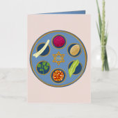 Pesach Seder Bord Happy Passover Joods Folie Feestdagenkaart (Voorkant)