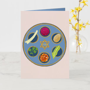 Pesach Seder Bord Happy Passover Joods Folie Feestdagenkaart