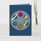 Pesach Seder Bord Happy Passover Joods Folie Feestdagenkaart (Voorkant)