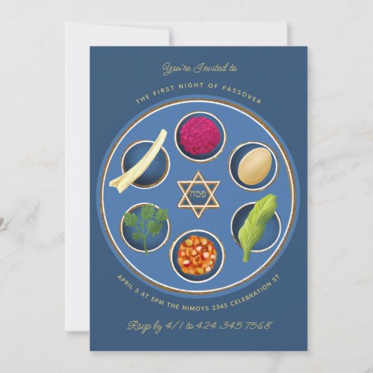 Pesach Seder Bord Happy Pesach Avondmaal Kaart (Voorkant)