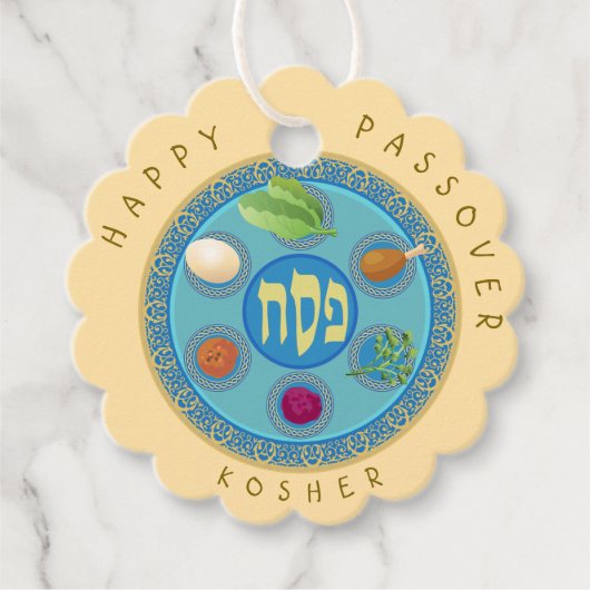 Pesach Seder Bord Kosher Pesach Bedankjes Labels (Voorkant)