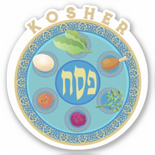 Pesach Seder Bord Kosher Pesach Sticker (Voorkant)