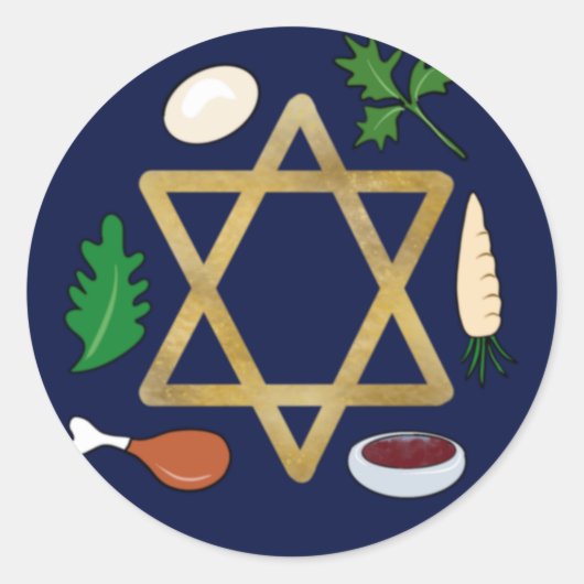 Pesach Seder bord Star van David Ronde Sticker (Voorkant)