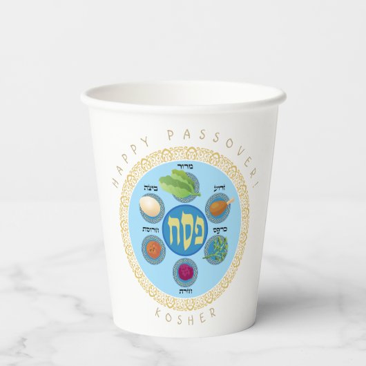 Pesach Seder Kosher zes verschillende Passover foo Papieren Bekers (Achterkant)
