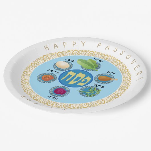 Pesach Seder Kosher zes verschillende Passover foo Papieren Bordje (Gekanteld)