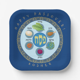 Pesach Seder Kosher zes verschillende Passover foo Papieren Bordje