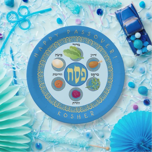 Pesach Seder Kosher zes verschillende Passover foo Papieren Bordje (Feest)