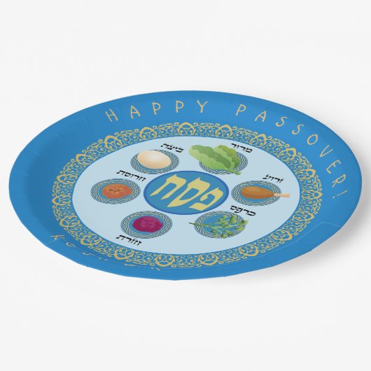 Pesach Seder Kosher zes verschillende Passover foo Papieren Bordje (Gekanteld)