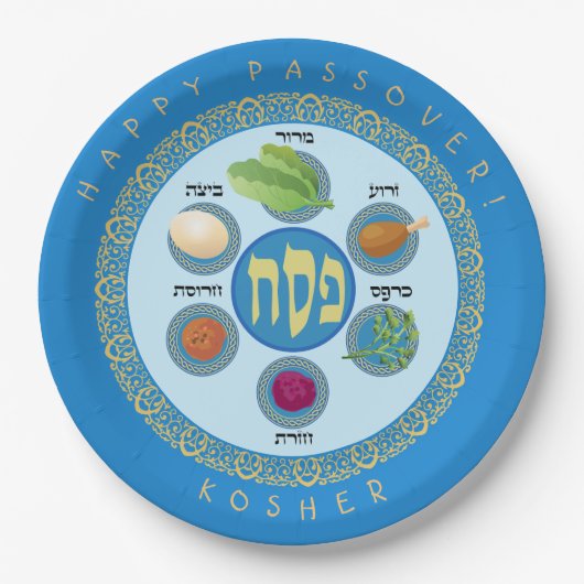 Pesach Seder Kosher zes verschillende Passover foo Papieren Bordje (Voorkant)