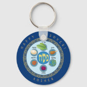 Pesach Seder Kosher zes verschillende Passover foo Sleutelhanger (Voorkant)