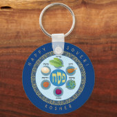 Pesach Seder Kosher zes verschillende Passover foo Sleutelhanger (Voorkant)