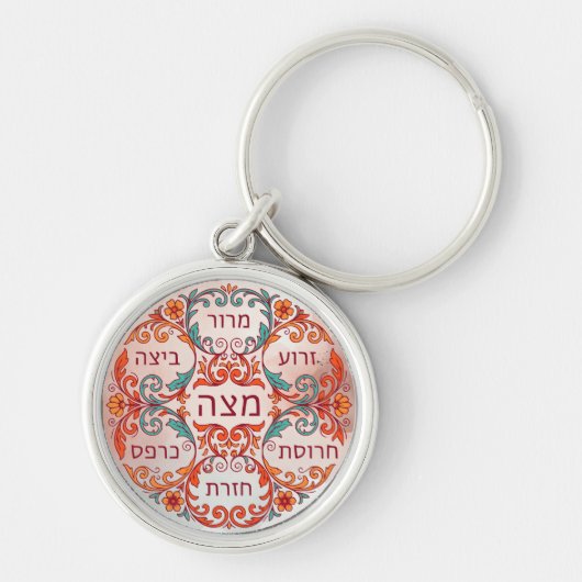 Pesach Seder Plate Hebrew Passover Gift Ke'arah Sleutelhanger (Voorkant)