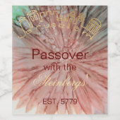 Pesach Wijnflesje Etiket Pinkish Floral (Enkel label)