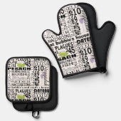 Pesach Woorden Ovenwant & Pannenlap Set (Voorkant / Achterkant)