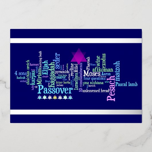 Pesach Word Passovercard Folie Feestdagenkaart (Voorkant)