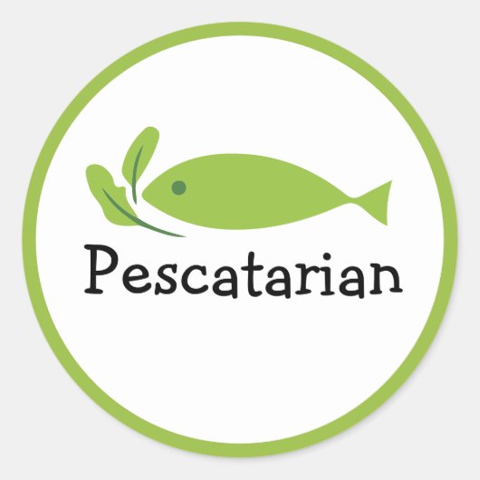Pescatarian Diet Fish Ecological Green Food Label (Voorkant)