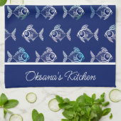 Pescatarisch patroon theedoek (Gevouwen)