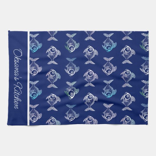 Pescatarisch patroon theedoek (Horizontaal)