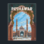 Peshawar Pakistan Reizen Kunst Vintage Briefkaart<br><div class="desc">Peshawar retro vector reisontwerp. Peshawar is een van de oudste steden in Azië,  met een geschiedenis die teruggaat tot 539 v.Chr.</div>