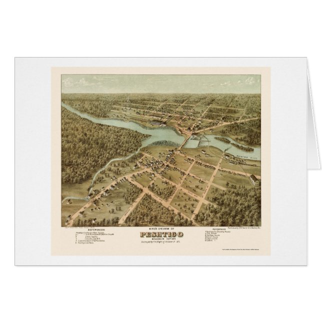 Peshtigo, WI Panoramic Map - 1871 (Voorkant Horizontaal)