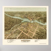 Peshtigo, WI Panoramic Map - 1871 Poster (Voorkant)