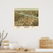 Peshtigo, WI Panoramic Map - 1871 Poster (Keuken)