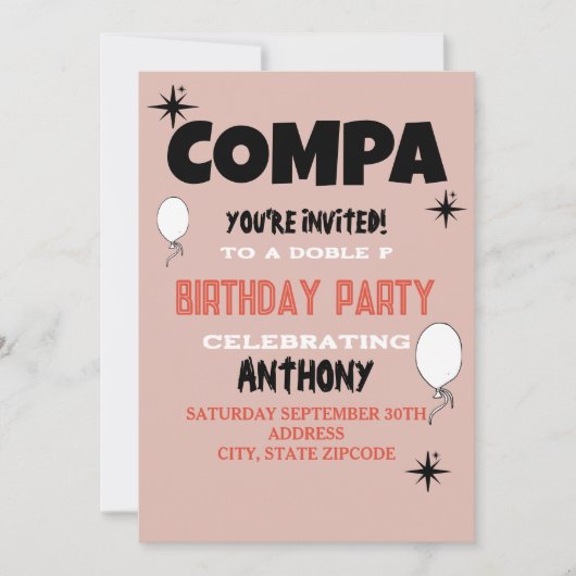 Peso Pluma uitnodiging verjaardag uitnodiging (Voorkant)