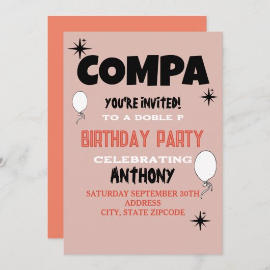 Peso Pluma uitnodiging verjaardag uitnodiging (Voorkant / Achterkant)