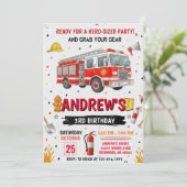 Pesonal FireFigher truck Birthday Party  Kaart (Staand voorkant)