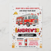 Pesonal FireFigher truck Birthday Party  Kaart (Voorkant / Achterkant)