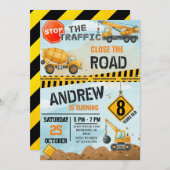 Pesonal Modern Construction Birthday Extravaganza Kaart (Voorkant / Achterkant)