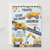 Pesonal Modern Construction Birthday With Photo Kaart (Voorkant)